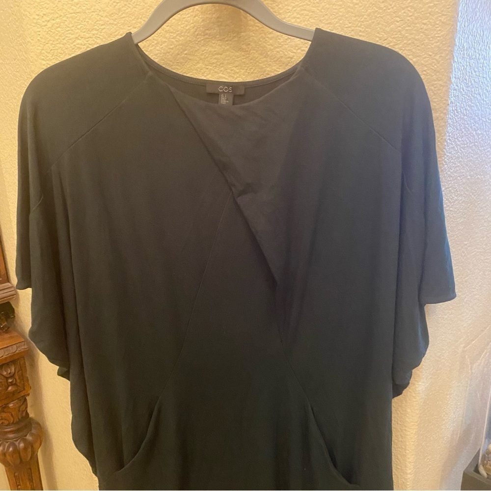 COS Women Dark Green Batwing Draped Round Neck Over-Sized Dress Size Small - Picture 2 of 8
